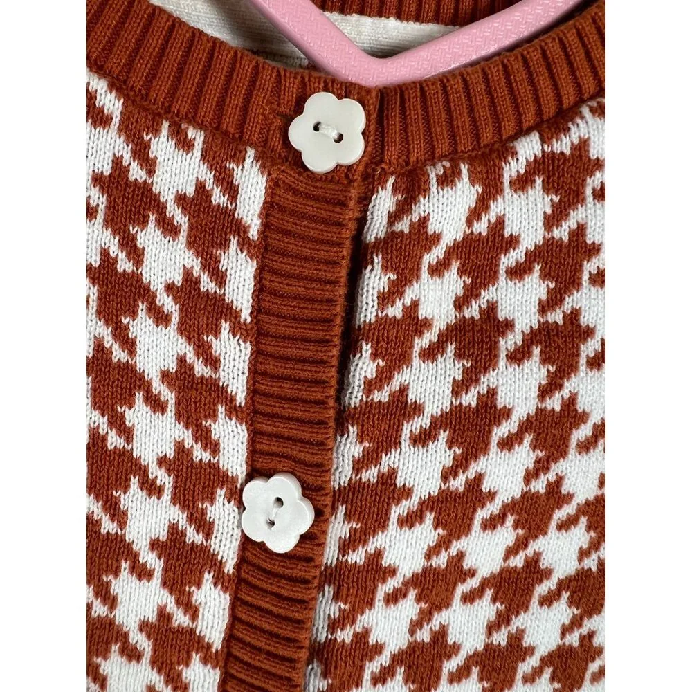 Sincerely Jules Girl Houndstooth Cardigan Sweater - Picture 2 of 10